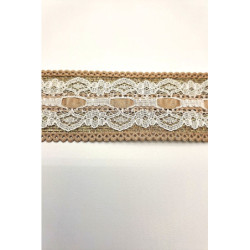 Stuha juta, režná s krajkou a stužkou, 40