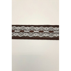 Stuha juta, hnědá s krajkou a stužkou, 40