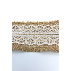 Stuha juta, režná s krajkou, 45