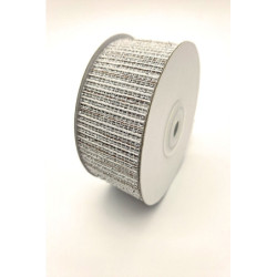 Stuha síťka, bílá s lurexem stříbrná, 40