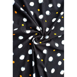Viskóza tisk - puntíky, černá, prémiová kvalita