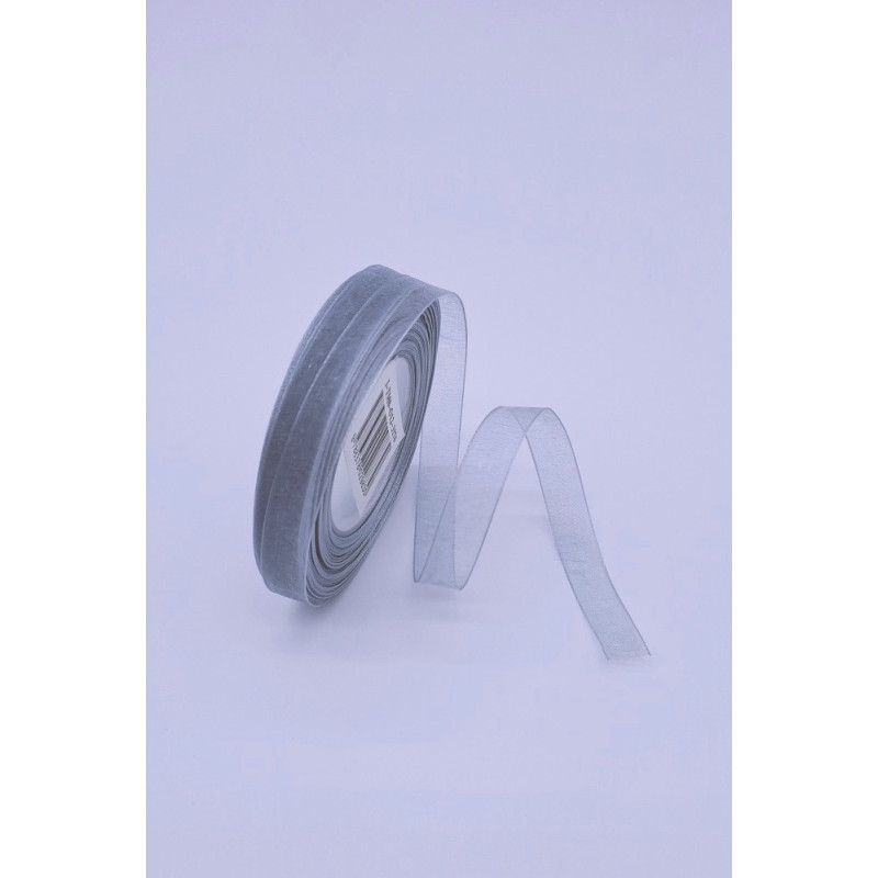 Šifonová stuha - 12 mm, šedostříbrná