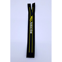 Krátký zip kapsový - potisk FASHION 17 cm, spirála, žlutá