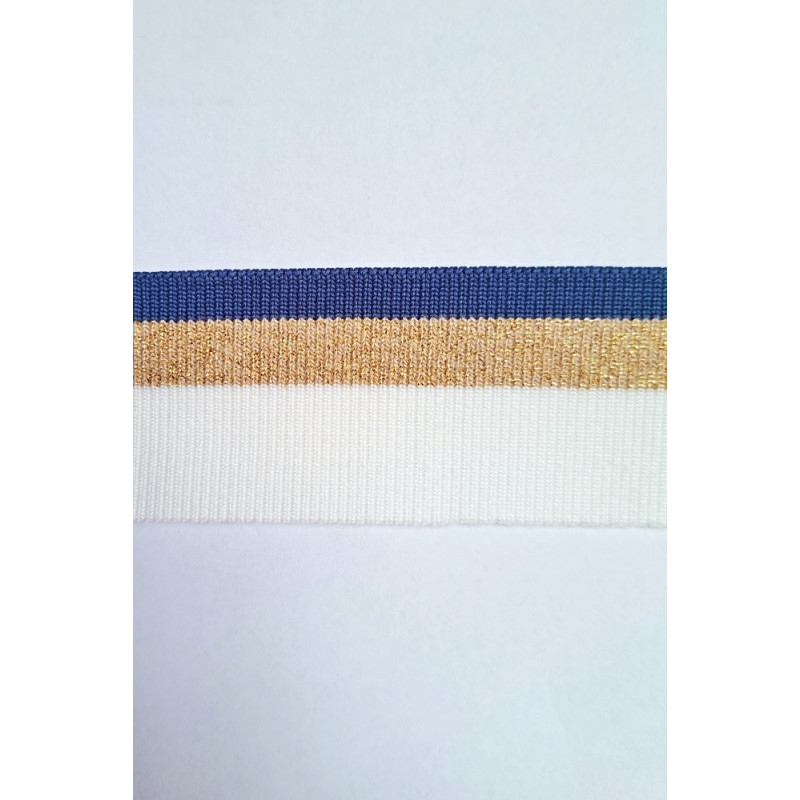 Porta s lurexem 4*125, modrá/ecru/zlatá