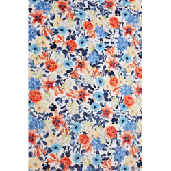 Viskóza tisk - květy na ecru, prémiová kvalita