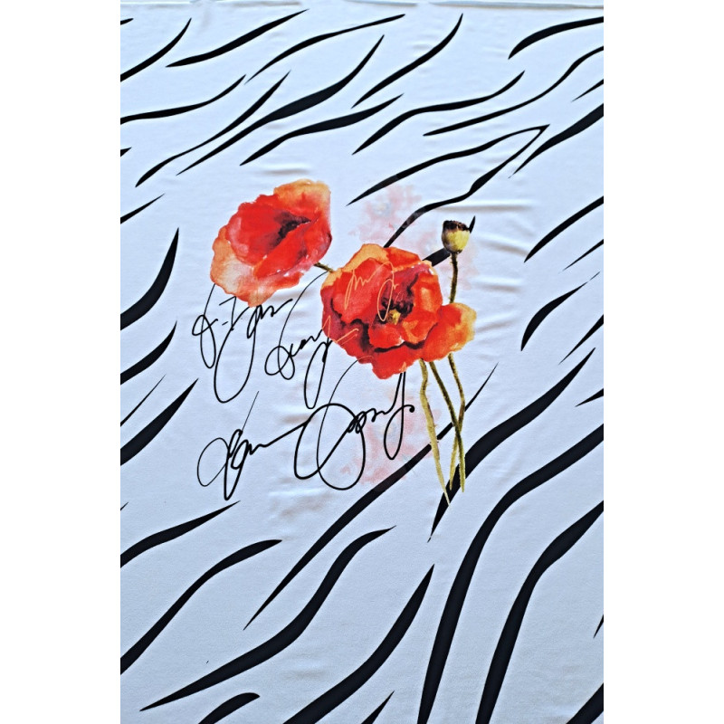 Viskóza tisk  - máky, panel 75x85 cm