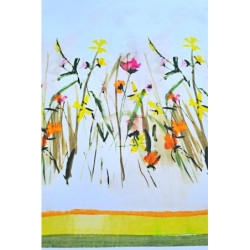 Viskóza tisk EXCLUSIVE - květy zelená, raport 85 cm, panel