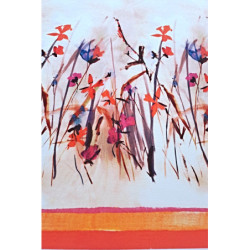 Viskóza tisk EXCLUSIVE - květy oranžová, raport 85 cm, panel