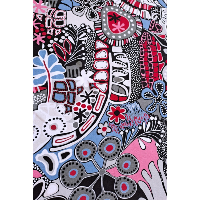 Viskóza tisk - abstraktní pestrá, prémiová kvalita