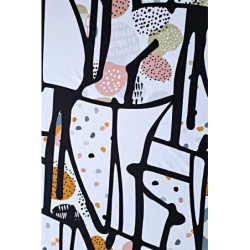 Viskóza tisk - abstraktní ecru, prémiová kvalita