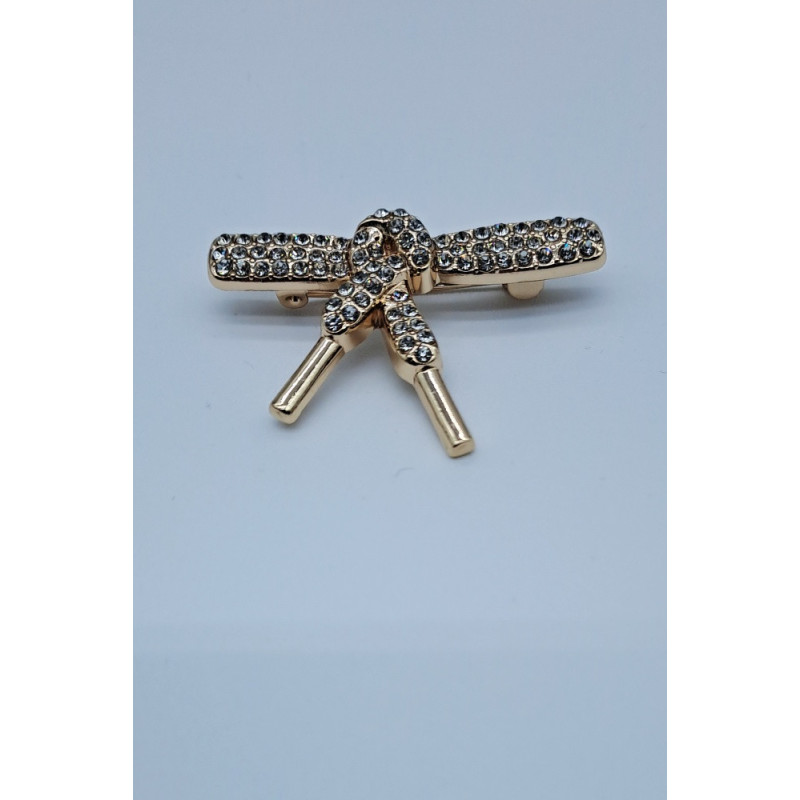 Ozdobný špendlík TKANIČKA se štrasy, zlatá
