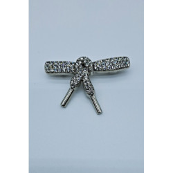 Ozdobný špendlík TKANIČKA se štrasy, stříbrná