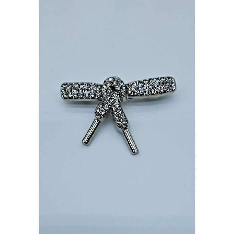 Ozdobný špendlík TKANIČKA se štrasy, stříbrná