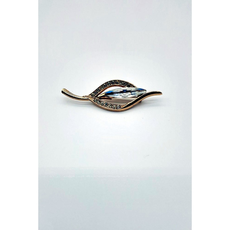 Ozdobný špendlík LIST se štrasy, zlatá