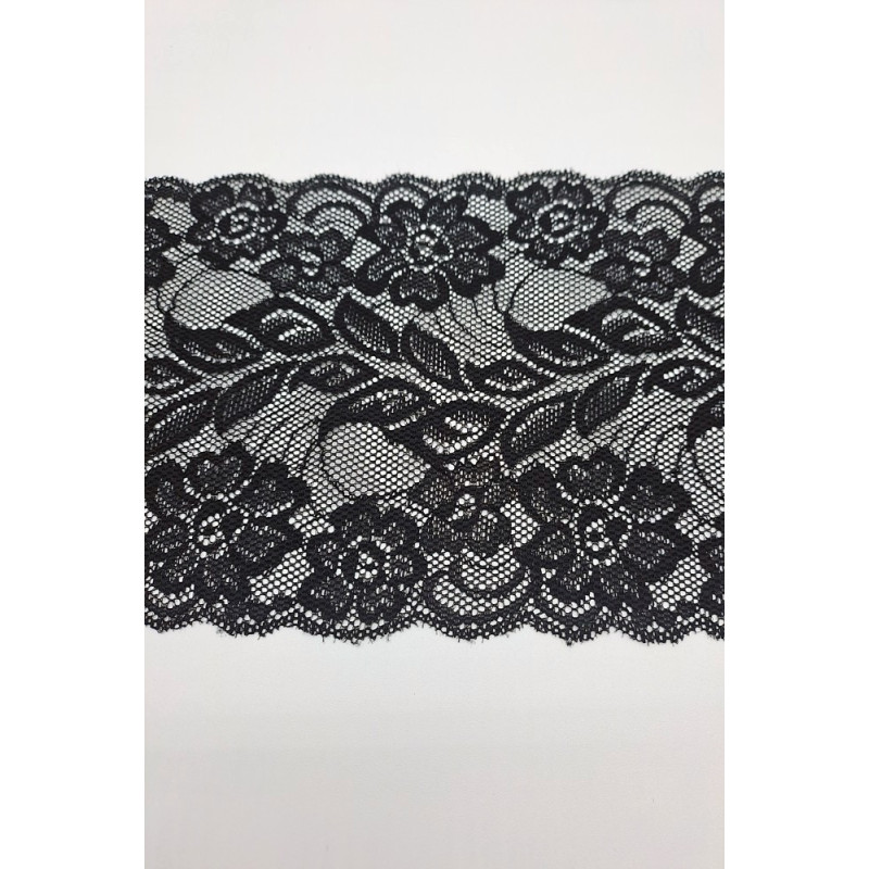 Elastická krajka - běhoun 155, černá