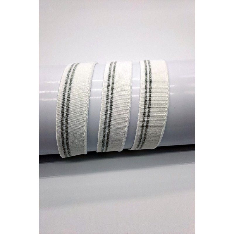 Porta s lurexem 3*120, ecru/stříbro