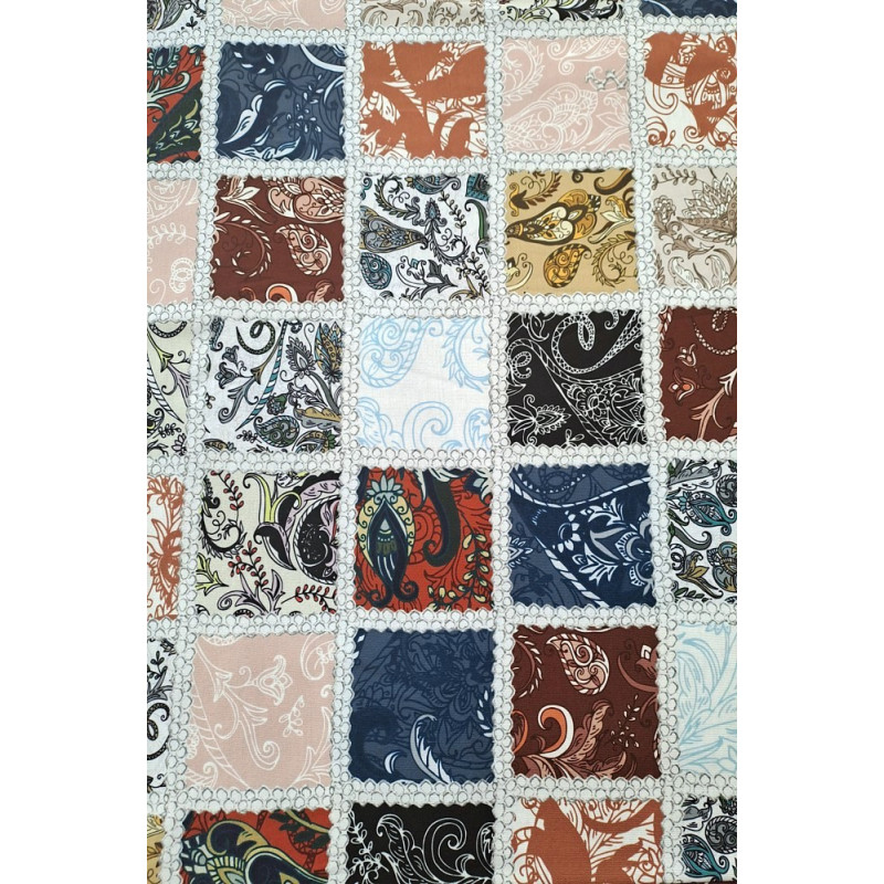 Viskóza tisk - patchwork, prémiová kvalita