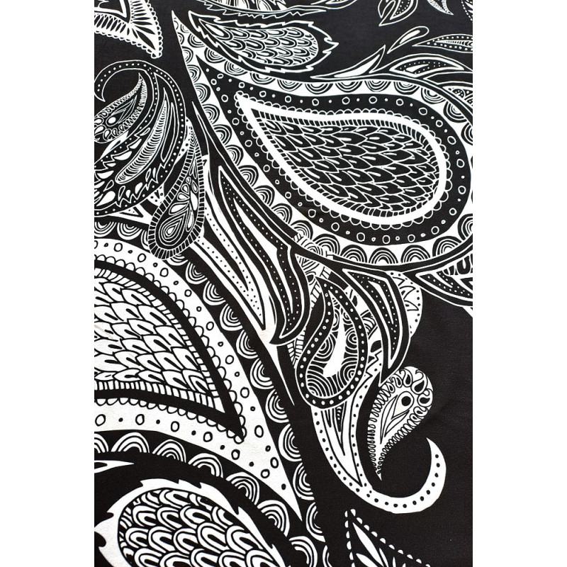 Viskóza tisk - kašmír, bílá, prémiová kvalita