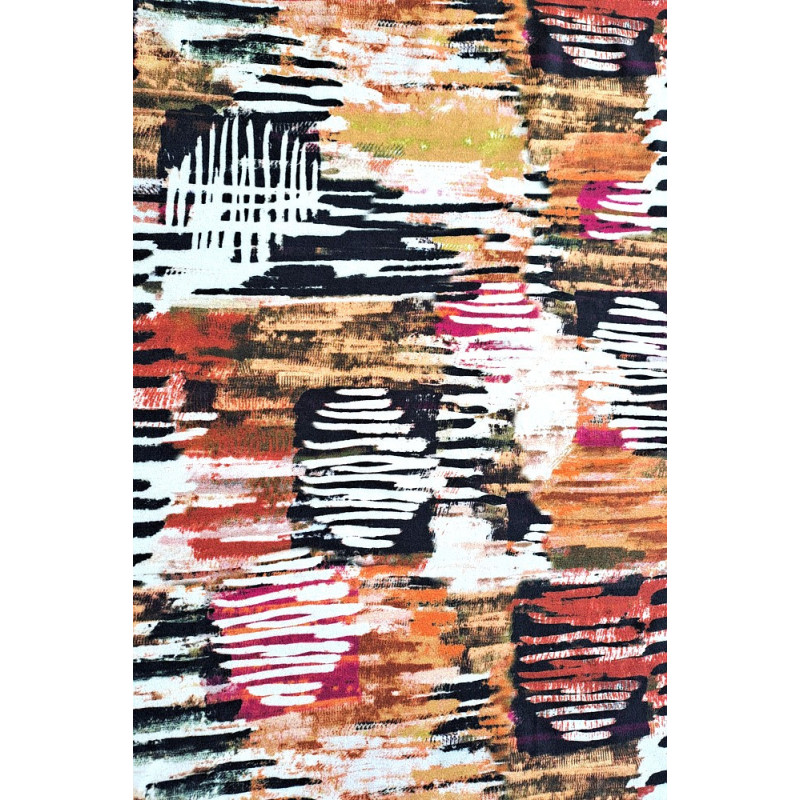 Viskóza tisk - kruhy, okrová, prémiová kvalita