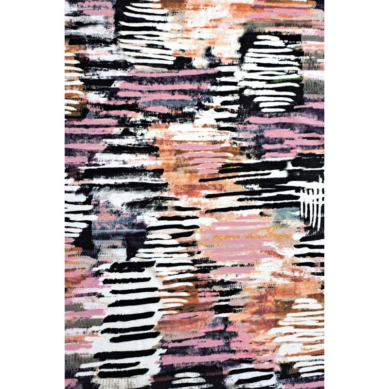 Viskóza tisk - kruhy, růžová, prémiová kvalita