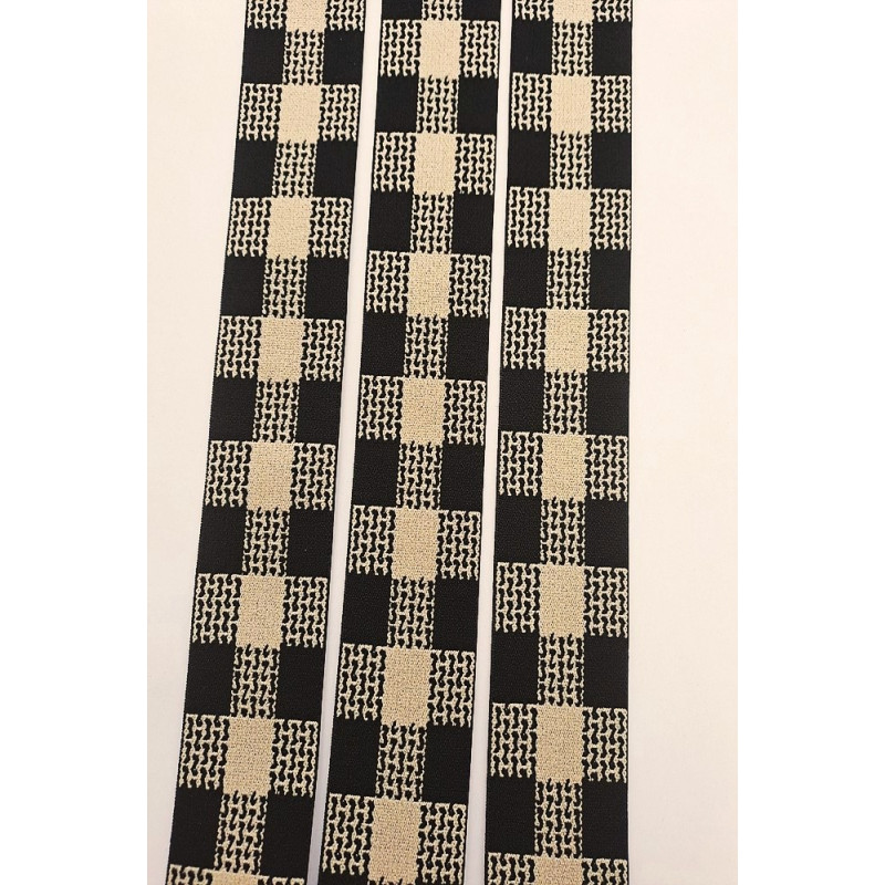 Pruženka/guma káro černá/béžová 40