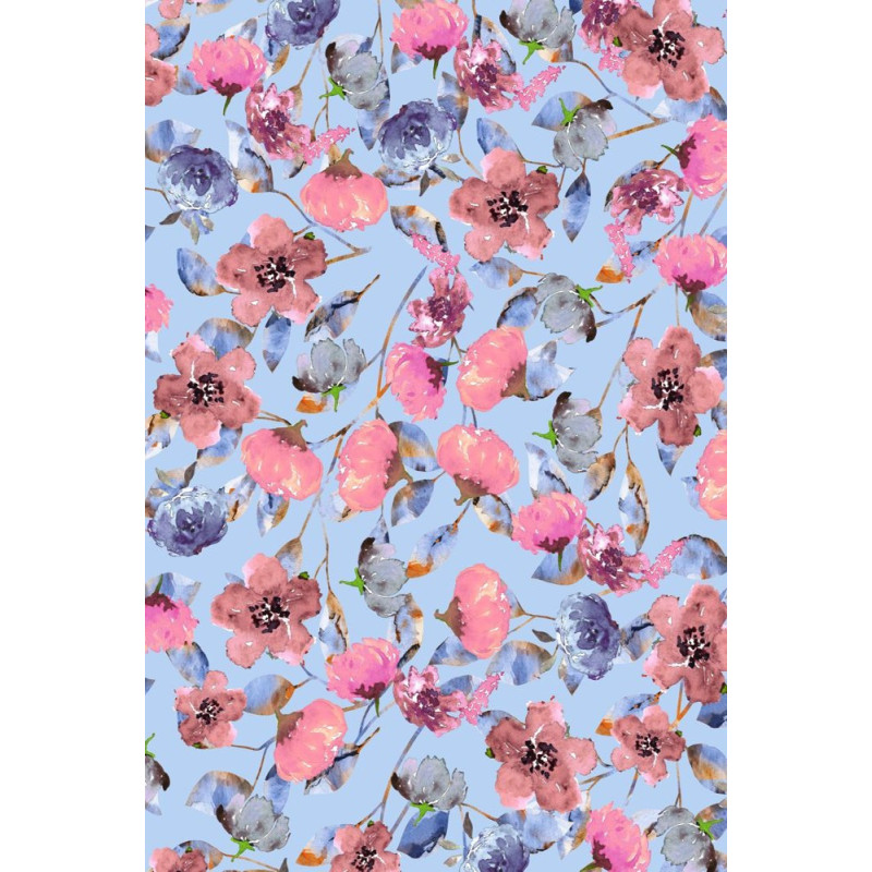 Viskóza tisk - romantické květy růžové, prémiová kvalita