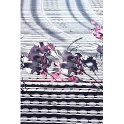 Viskóza tisk - květiny a proužky, raport 100 cm, panel