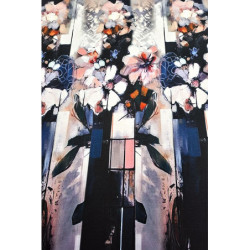 Viskóza tisk - starorůžové květy, raport 100 cm, panel