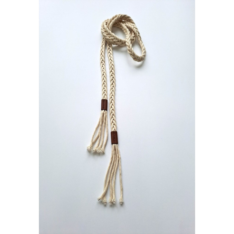 Designová šňůra/tkanička natural ecru copánek 140