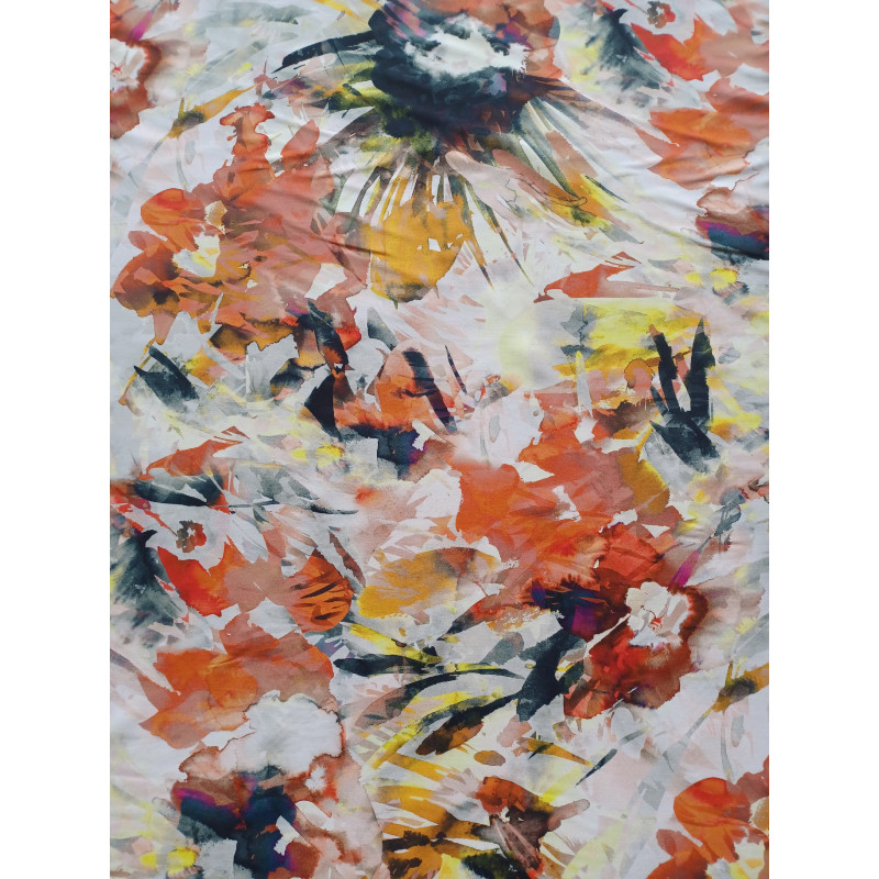 Letní květy na viskóze, skořicová