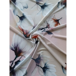 Vzdušná tkanina s květinami - magnolie