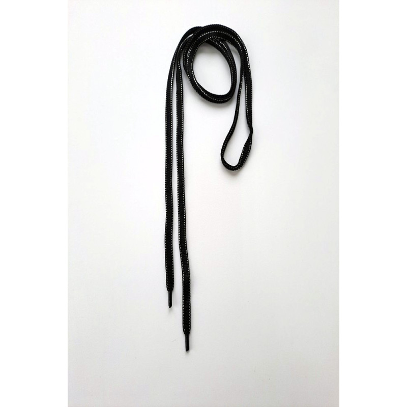 Designová šňůra se stříbrným proužkem černá 140