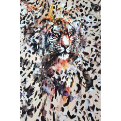 Viskóza tisk - tygr, raport 75 cm, panel