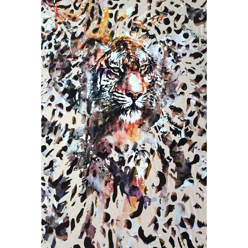 Viskóza tisk - tygr, raport 75 cm, panel
