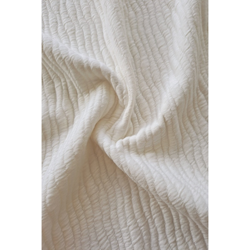 Šatovka žakár  - vlnky, smetanová