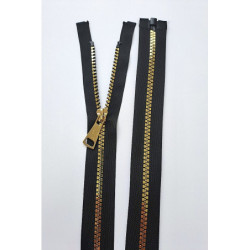 Dlouhý zip dělitelný - hrubý 58 cm, zuby 6 mm, zlatý