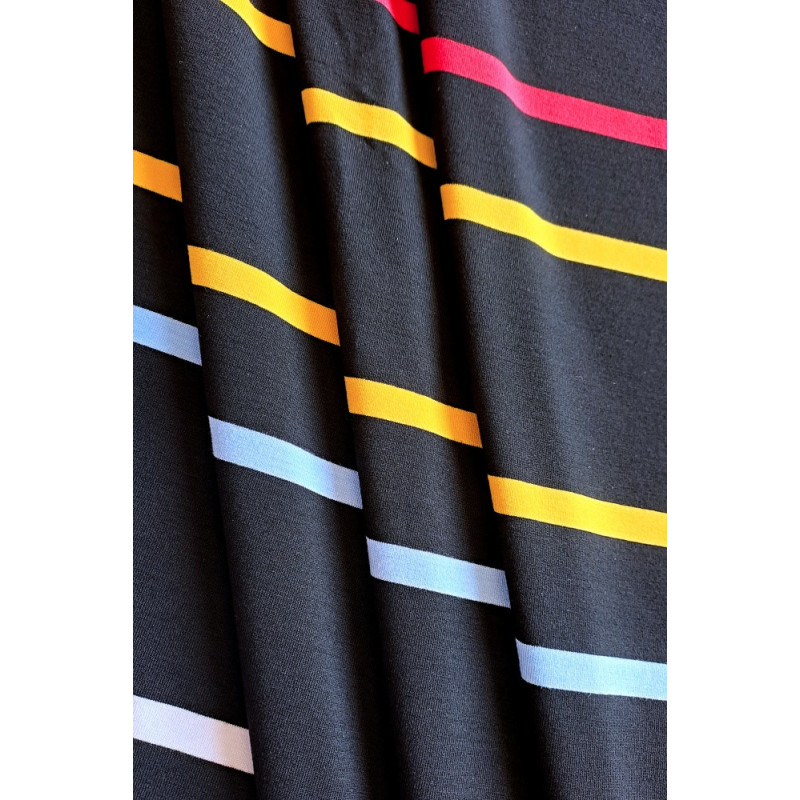 Proužek viskóza/ elastan, nepravidelný, vícebarevný 210 zbytek