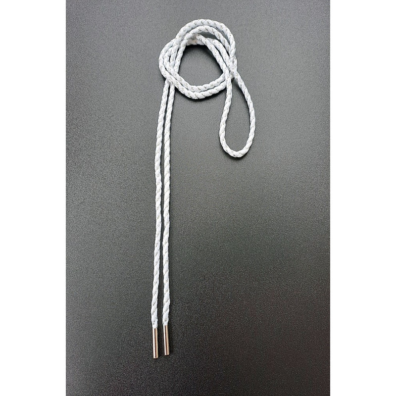 Designová šňůra kulatá bílá/stříbro 142