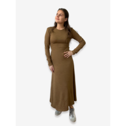 Dámské šaty Diora s dlouhým rukávem, karamelová