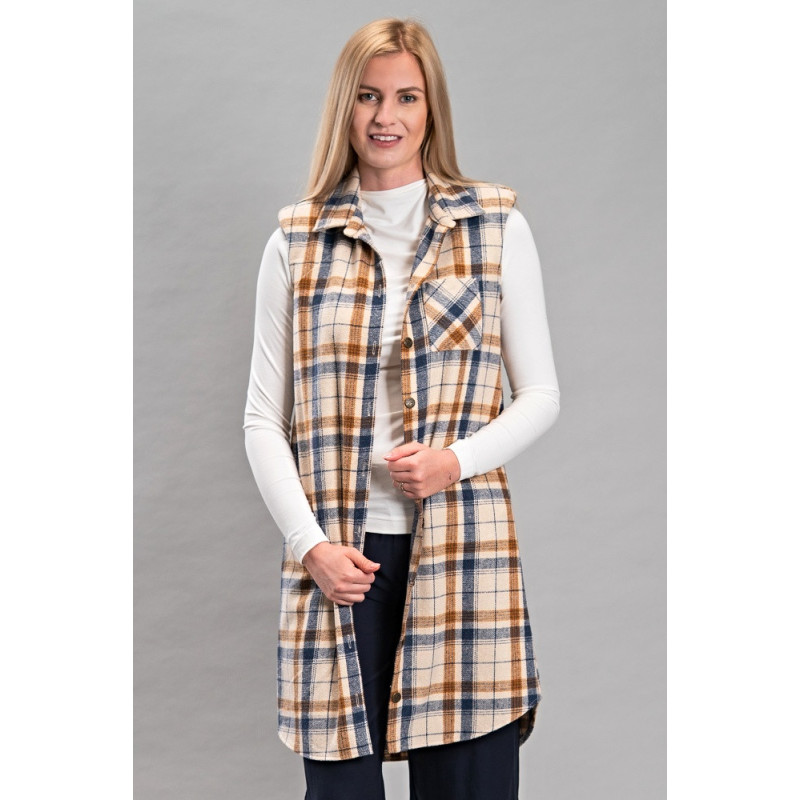 Dámská dlouhá vesta Dia, kostkovaná