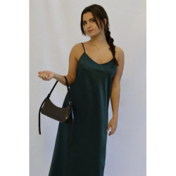 Dámské saténové šaty Anwen, zelená tmavá