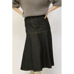 Dámská dlouhá sukně jeans, černá