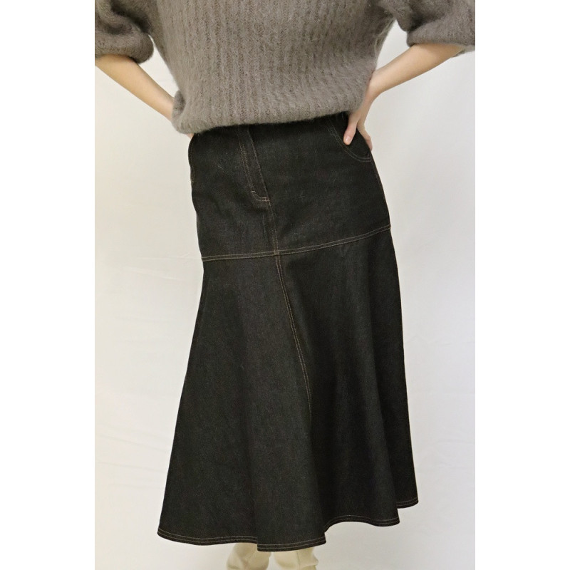 Dámská dlouhá sukně jeans, černá