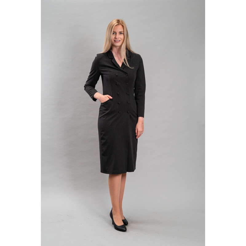 Damen-Blazerkleid mit Revers, feine Nadelstreifen – Graphit