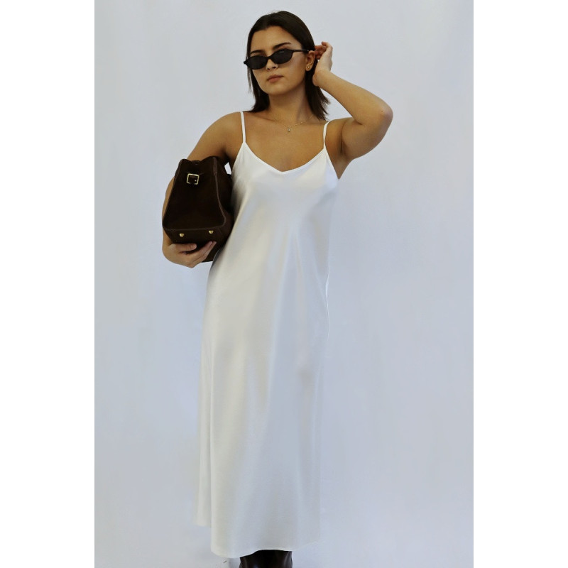 Dámské saténové šaty Anwen, bílá