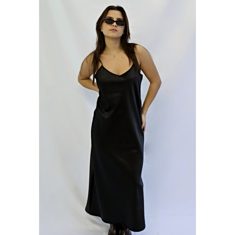 Dámské saténové šaty Anwen, černá