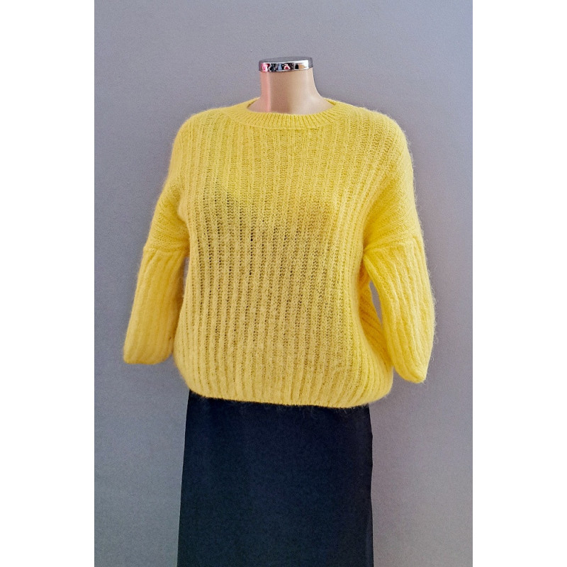 Dámský svetr kr.rukáv Mohair, žlutá