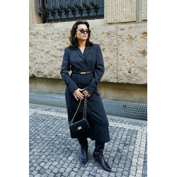 Damen-Blazerkleid mit Revers, feine Nadelstreifen – Graphit