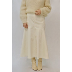 Langer Damen-Jeansrock, cremefarben