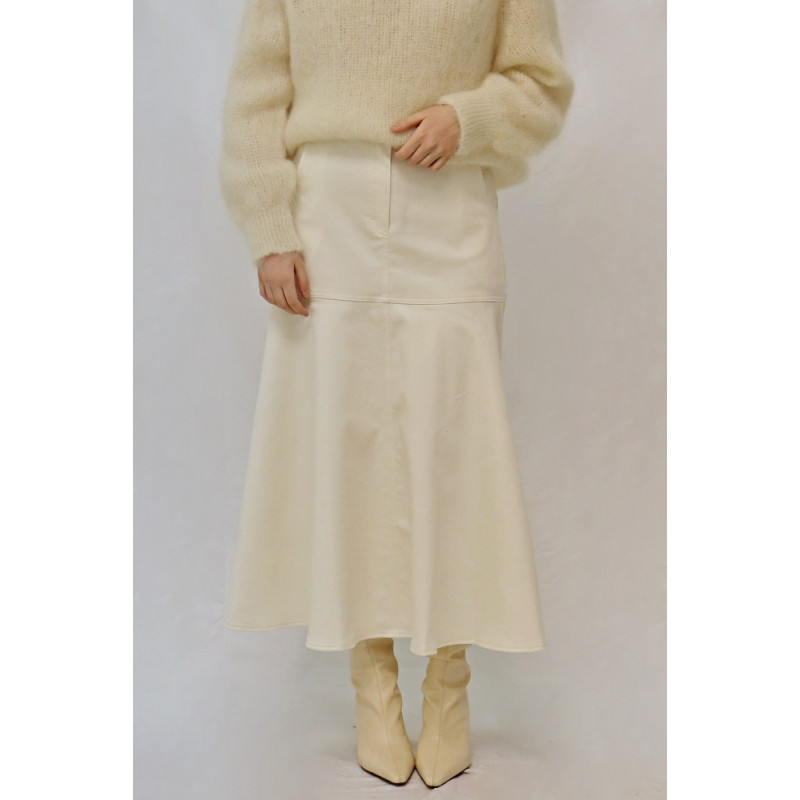Langer Damen-Jeansrock, cremefarben